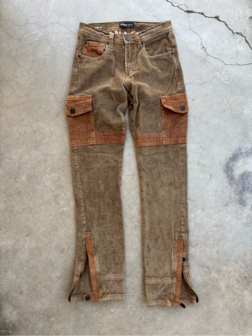 Preme courderoy convertible stacked, 2 tone brown pants. 28”X33”.